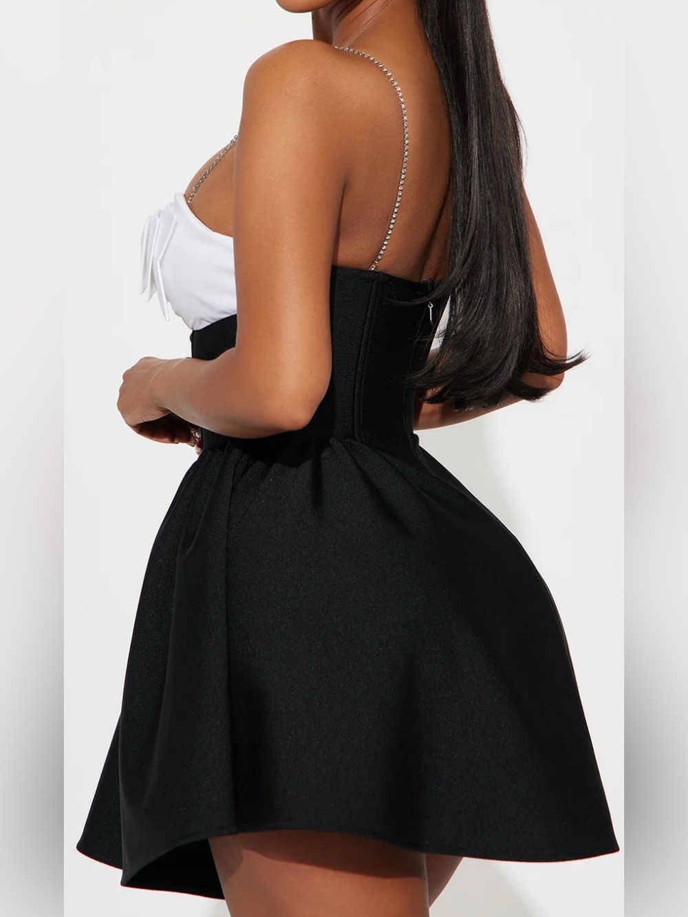 Fashion Nova Black Dress with White Bow Bust - Picture 3 of 5